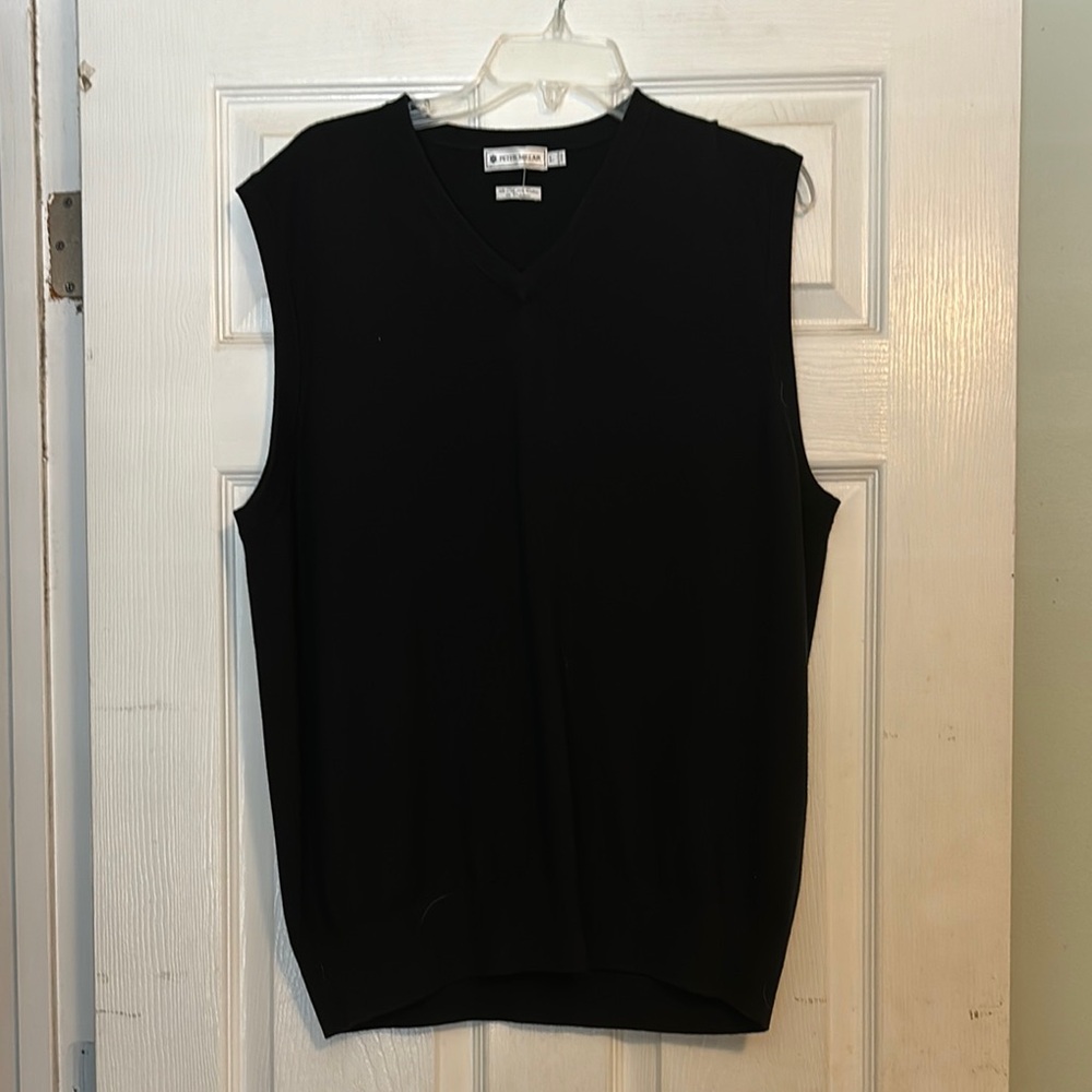 Peter Millar Black Silk V-Neck Sweater Vest